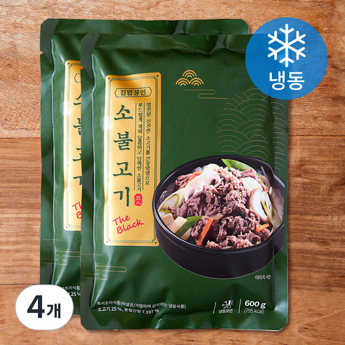 집밥장인 소불고기 더블랙 (냉동), 600g, 4개