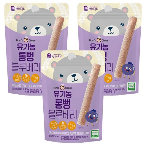 맛있는풍경 유기농 롱뻥, 블루베리맛, 30g, 3개