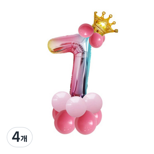 윰스 크라운 스탠드 DIY숫자풍선 115cm, 숫자7, 4개