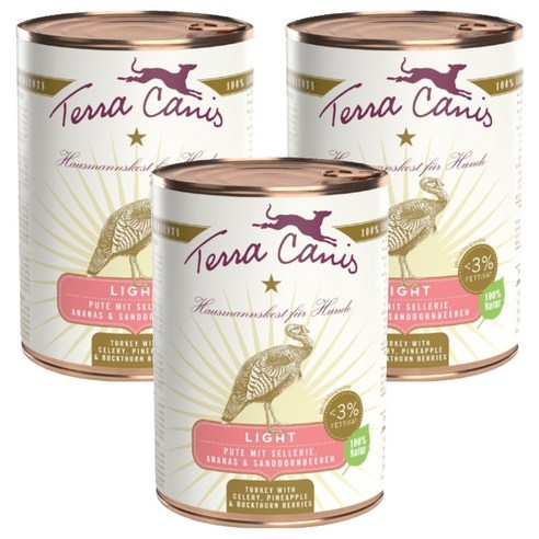 테라카니스 강아지 라이트 습식사료, 칠면조+샐러리, 400g, 3개