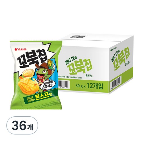 오리온 꼬북칩 미니 콘스프맛, 30g, 36개