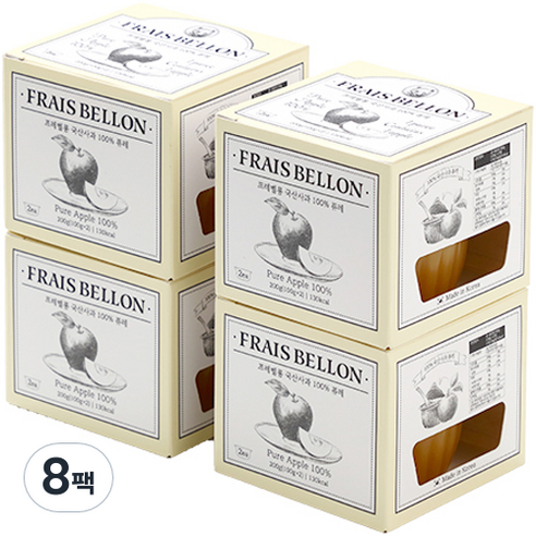 프레벨롱 국산 과일퓨레 4팩, 사과맛, 200g, 8개