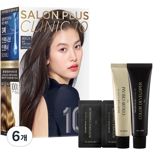 미쟝센 살롱 PLUS CLINIC 10 염색제, 4 블루 그레이 애쉬, 6개