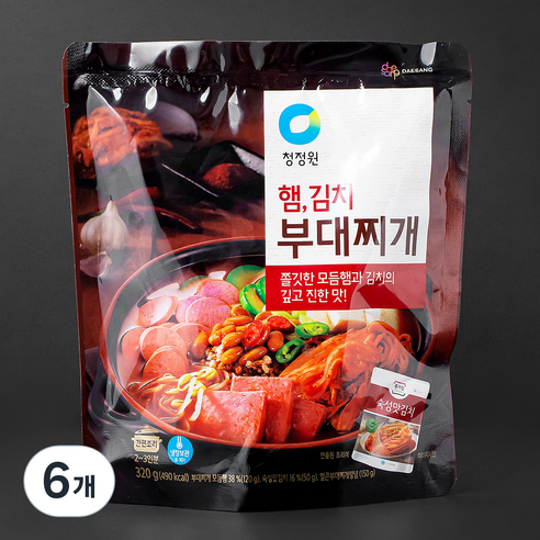 청정원 햄 김치 부대찌개 냉장, 320g, 6개