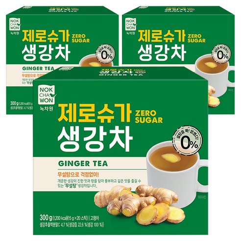 녹차원 제로슈가 생강차, 3개, 20개입, 15g