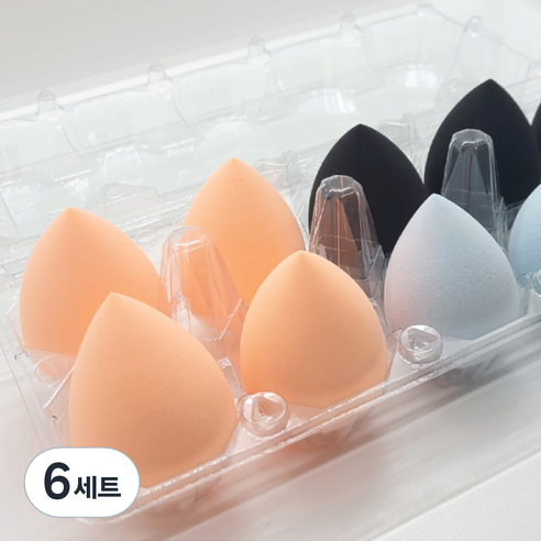 뷰티럽 대용량 논라텍스 사선 메이크업 스펀지 물방울 10p 세트, 랜덤발송, 6세트