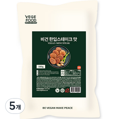 베지푸드 비건 한입스테이크 맛, 180g, 5개