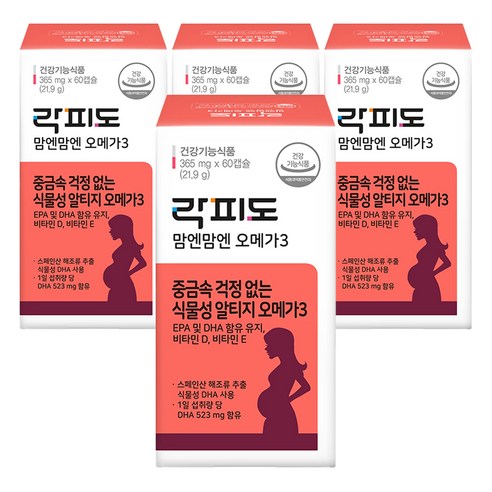 락피도 맘엔맘엔 오메가 3, 60정, 21.9g, 4개