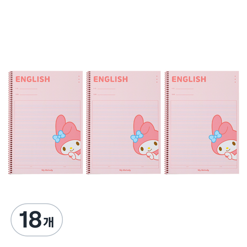 산리오 원링노트 영어 v1 마이멜로디, 핑크, 18개