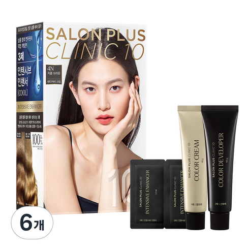 미쟝센 살롱 PLUS CLINIC 10 염색제, 4 차콜 브라운, 6개