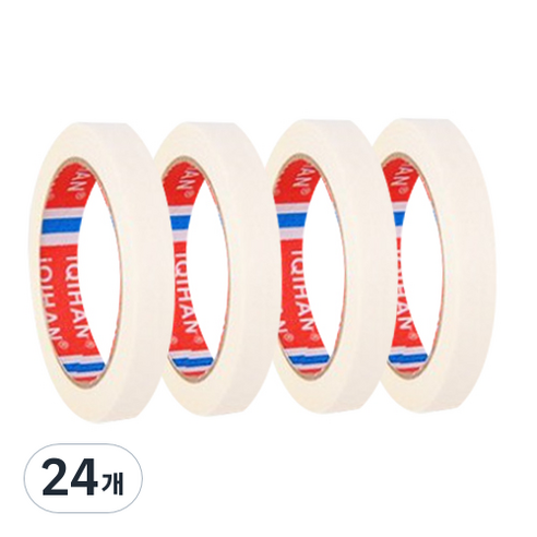 iQIHAN 다다 칼라 마스킹테이프 흰색 15 mm x 20 m, 24개