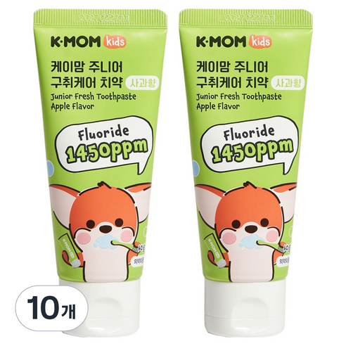 케이맘 아동용 구취케어 1450ppm 고불소 치약 사과향, 10개, 60g