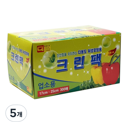 크린팩 식품포장용 위생팩 소 17 x 25 cm, 300개입, 5개