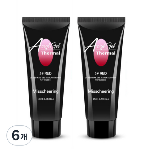 스위스녹스 셀프 네일 인조 손톱 연장 재료 온도 열 반응 폴리젤 15ml, RED, 6개