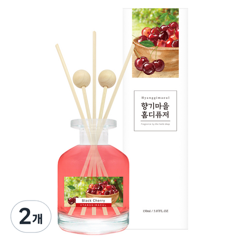 향기마을 실내용 홈 디퓨저 150ml, 블랙체리, 2개