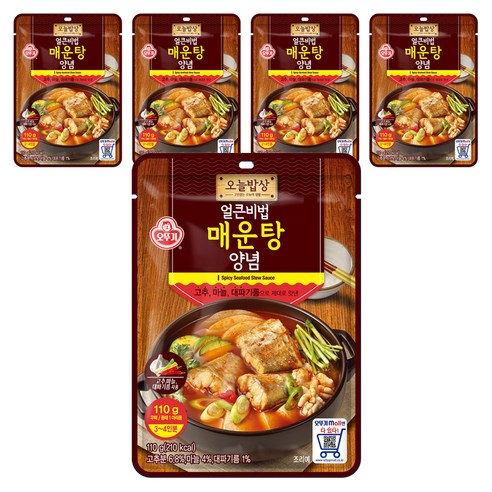 오뚜기 오늘밥상 얼큰비법 매운탕 양념, 110g, 5개
