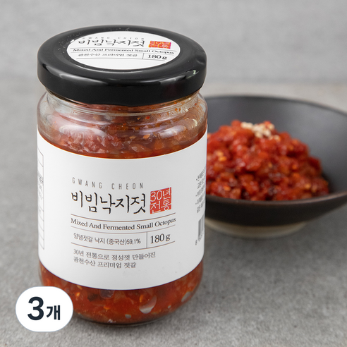 광천 비빔낙지젓, 180g, 3개