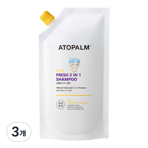 아토팜 키즈 프레쉬 2 in 1 샴푸 리필, 250ml, 3개