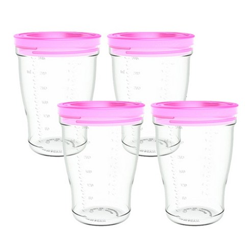 베베락 밀폐형 280ml, 핑크, 4개