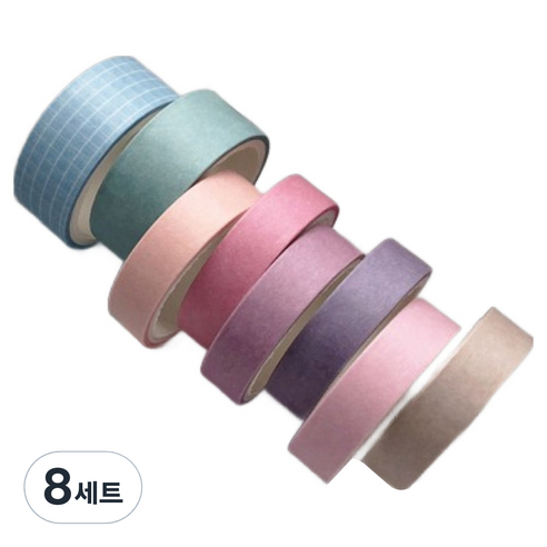 OON 베이직 패턴 마스킹 종이 테이프 8종 세트, 레인보우, 8세트