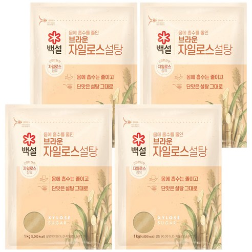 백설 자일로스 브라운 설탕, 1kg, 4개