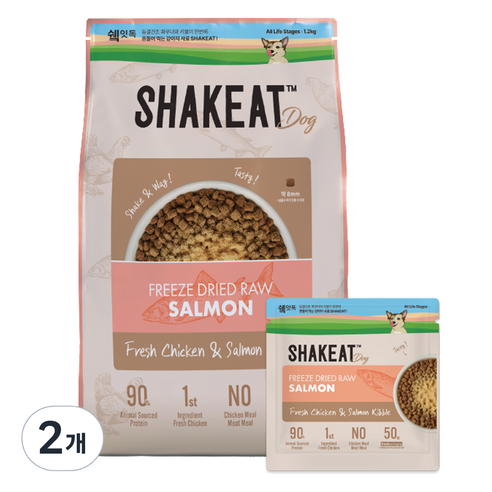 쉨잇 전연령 강아지 프레시 키블 동결건조 사료, 1.2kg, 2개, 연어