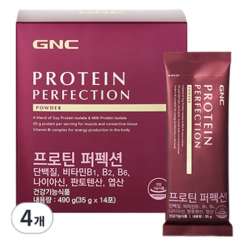 GNC 프로틴 퍼펙션 파우더14p, 490g, 4개