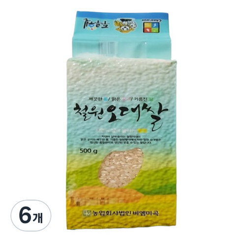 비엠미곡 철원오대쌀 진공포장 쌀, 500g, 6개