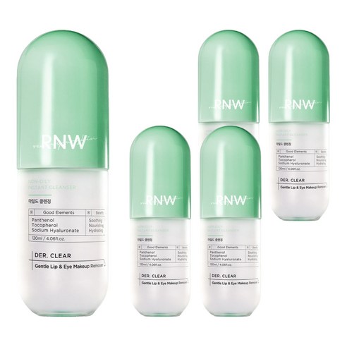 알엔더블유 립 앤 아이 메이크업 비타민 보습 호호바 오일 리무버, 120ml, 5개