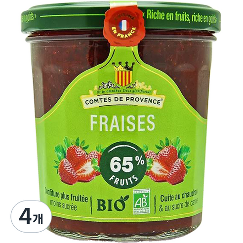 프로방스 유기농 딸기 스프레드 잼, 350g, 4개