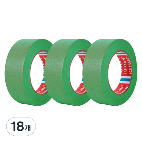 다다 칼라 마스킹 종이테이프 25mm x 15m, 그린, 18개