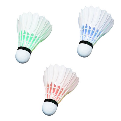 마메 LED 셔틀콕 세트 JT3707, 레인보우, 3개입, 1개