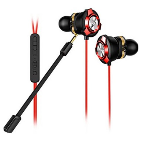 사운드판다 24k 듀얼 다이나믹 드라이버 게이밍 이어폰 + Y잭 세트, 레드, SPE-G9(이어폰)