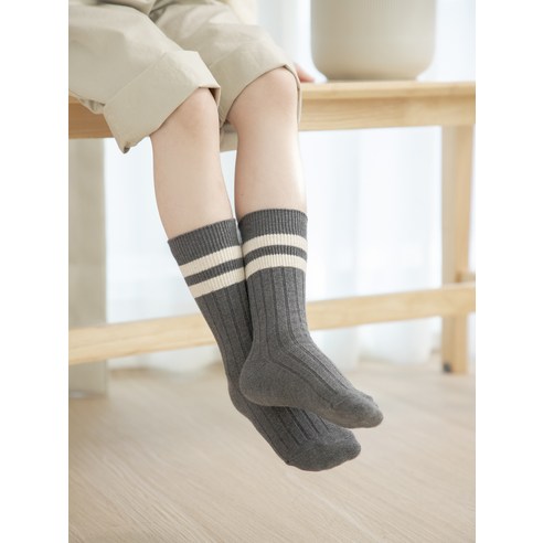 우리 아이 발에 포근함을 선물하세요: 베이스알파에센셜 아동용 링글 골지 긴양말 세트