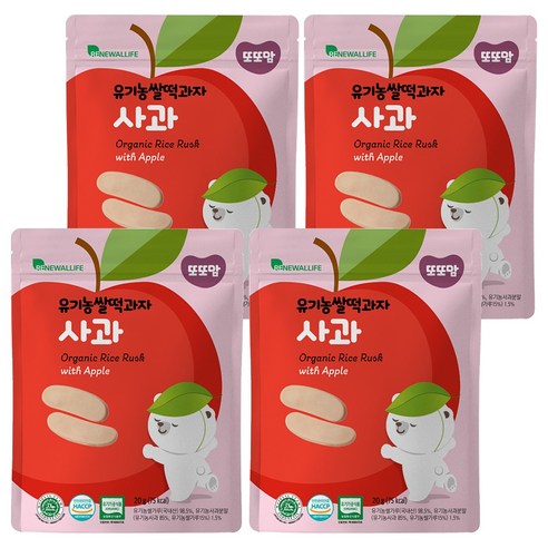 또또맘 유기농 쌀떡과자 20g, 사과, 4개