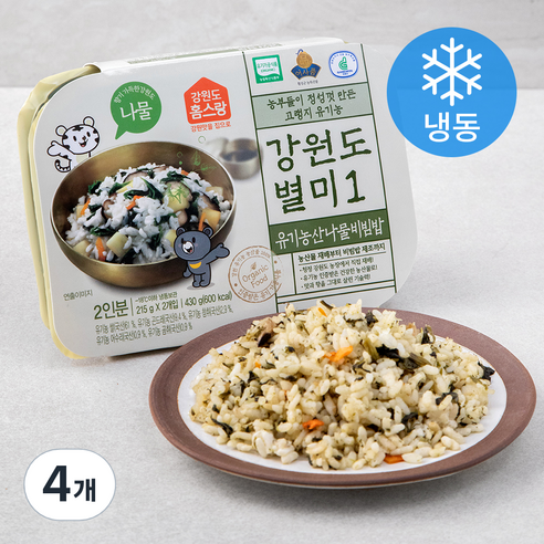 홈스랑 유기가공식품 인증 산나물비빔밥 (냉동), 215g, 4개