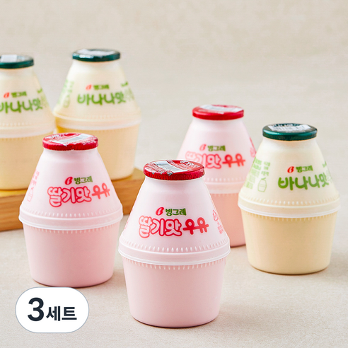 바나나맛우유 240ml x 3개입 + 딸기맛우유 240ml x 3개입 세트, 1.44L, 3세트
