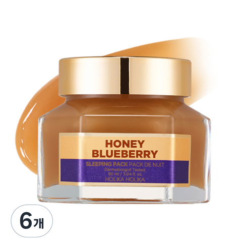 홀리카홀리카 꿀피부 슬리핑팩 블루베리 꿀 리뉴얼, 90ml, 6개