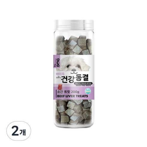 바이독 건강동결 강아지 간식 200g, 소간맛, 2개
