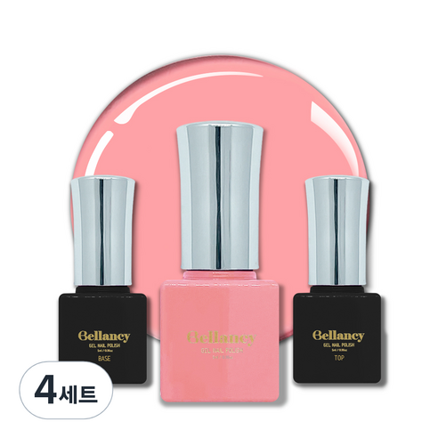 벨랑시 원스텝 젤네일 5ml + 젤네일 베이스 5ml + 젤네일 탑 5ml 세트, 4세트, 벨랑시 베이스 5ml+SN 12 라이트 핑크 5ml+벨랑시 탑 5ml