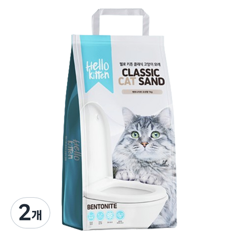 헬로키튼 벤토나이트 고양이 모래, 7kg, 2개, 오션향