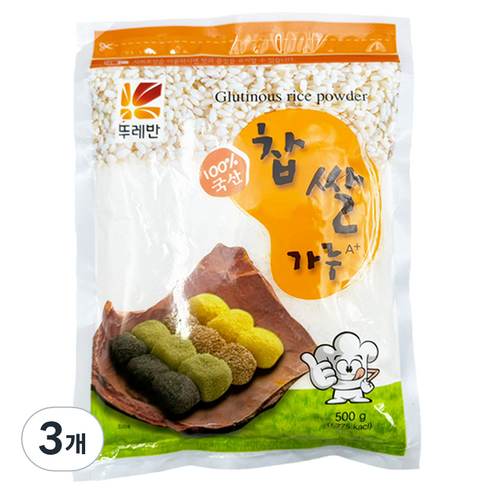 뚜레반 국산 찹쌀가루 A+, 500g, 3개