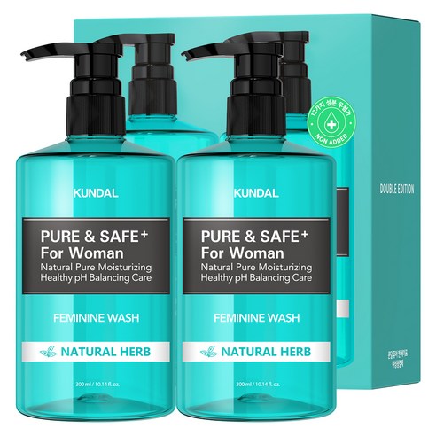 쿤달 페미닌 워시 여성청결제 네추럴허브향, 300ml, 2개