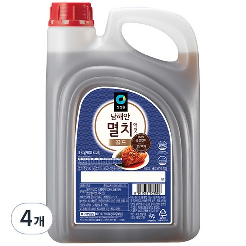 청정원 멸치골드액젓, 3kg, 4개