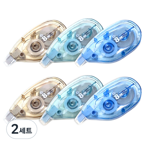 다다 Side Grip 수정테이프 8m 3종 x 2p, 민트 + 브라운 + 블루, 2세트