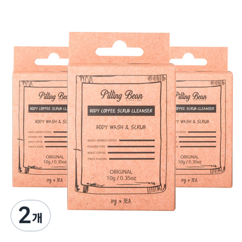 필링빈 휴대용 바디 스크럽 클렌저 오리지널 커피 3p, 30g, 2개