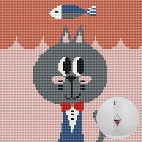 아트조이 DIY 보석 십자수 키트 25 x 25 cm, 멋쟁이 고양이 제이크, 1개