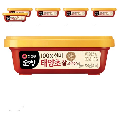 청정원 순창 태양초 찰고추장, 6개, 200g