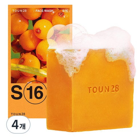 톤28 얼굴 씻을거리 S16 비타민나무 오일 알파비사보롤 메이크업 클렌징 비누, 90g, 4개