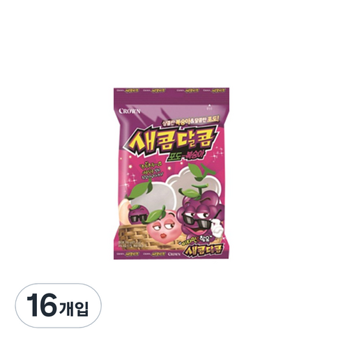 크라운 새콤달콤 포도복숭아 츄잉캔디, 200g, 16개입